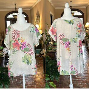 Trezo Millennio 100% linen high/low tunic top szL